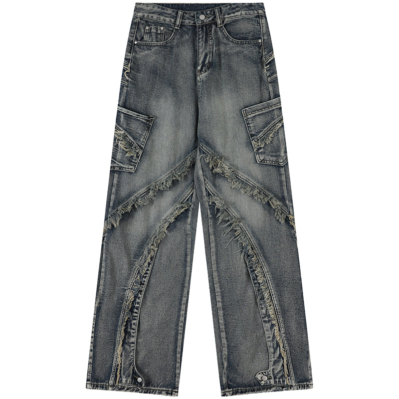 Grab your favorite Lemandik® Distressed Wide Leg Jeans Spider Web